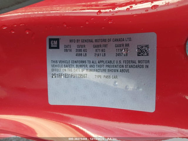 Chevrolet Camaro 2lt 2015 2G1FF1E31F9119507 Image 9