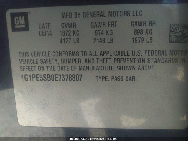 Chevrolet Cruze 2lt 2014 1G1PE5SB0E7378807 Image 9