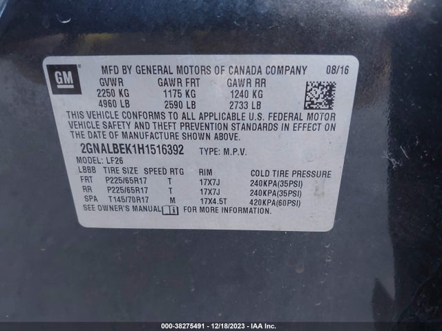 Chevrolet EQUINOX LS 2017 2GNALBEK1H1516392 Image 9