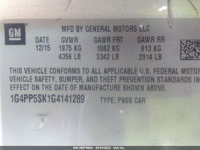 1G4PP5SK1G4141289 Buick Verano