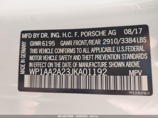 2018 PORSCHE CAYENNE WP1AA2A23JKA01192 Photo 8