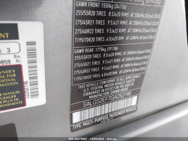 SALGS2EF7GA252746 Land Rover Range Rover 5.0l V8 Supercharged