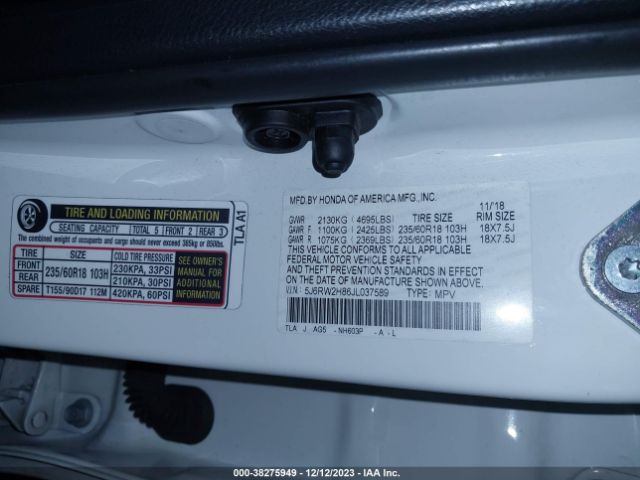 5J6RW2H86JL037589 Honda Cr-v Ex-l/ex-l Navi
