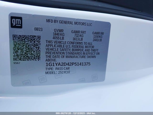 Chevrolet Corvette Stingray Rwd  1lt 2023 1G1YA2D42P5141375 Image 9