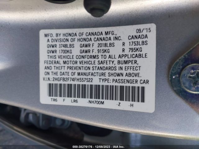 2HGFB2F74FH557522 Honda CIVIC SE