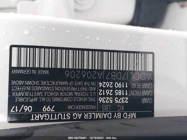 2018 MERCEDES-BENZ CLS 550 VIN: WDDLJ7DB7JA206206