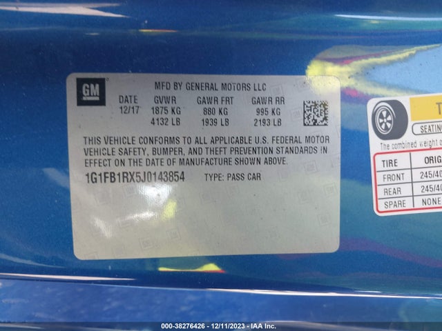 Chevrolet Camaro 1lt 2018 1G1FB1RX5J0143854 Image 9
