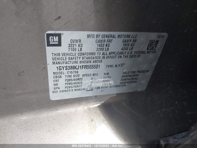 1GYS3MKJ1FR565501 Cadillac Escalade Luxury