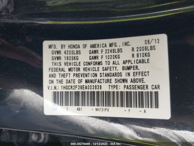 1HGCR2F36EA003939 Honda ACCORD LX