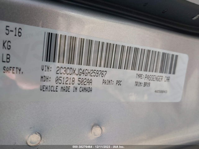 Dodge Charger Sxt 2016 2C3CDXJG4GH259767 Image 9