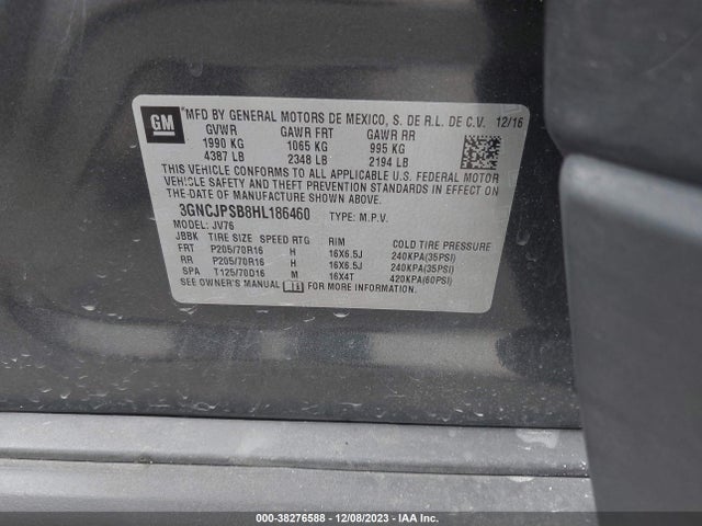 Chevrolet Trax Lt 2017 3GNCJPSB8HL186460 Image 9