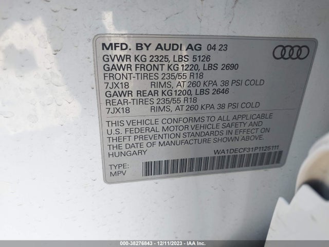 WA1DECF31P1125111 Audi Q3 S Line Premium
