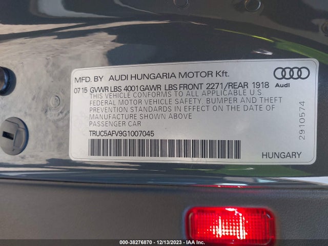Audi Tt 2.0t 2016 TRUC5AFV9G1007045 Image 9