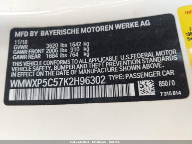 2019 MINI HARDTOP 2 DOOR WMWXP5C57K2H96302 Photo 8