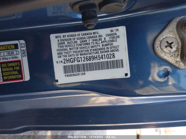 2009 HONDA CIVIC CPE 2HGFG12689H541028 Photo 8