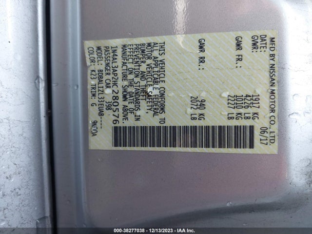 Nissan Altima 2.5 Sv 2017 1N4AL3AP2HC280576 Image 9