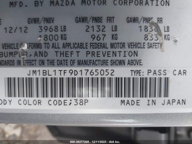 2013 MAZDA MAZDA3 I SV VIN: JM1BL1TF9D1765052