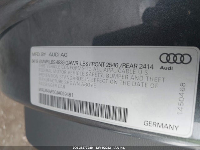 WAUR4AF50JA099481 Audi S5 3.0t Premium Plus
