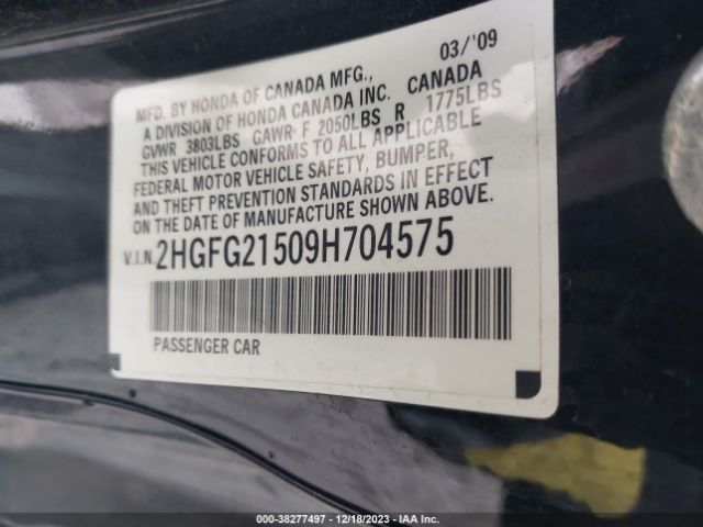 2009 HONDA CIVIC CPE 2HGFG21509H704575 Photo 8