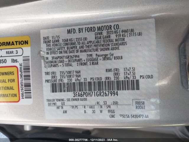 3FA6P0H71GR267994 Ford FUSION SE