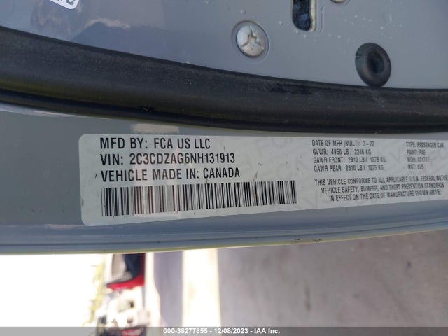 Dodge Challenger Sxt 2022 2C3CDZAG6NH131913 Image 9