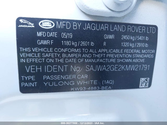 SAJWA2GE2KMW21791 Jaguar Xj Xj Collection/xj50 V8/xjl Supercharged