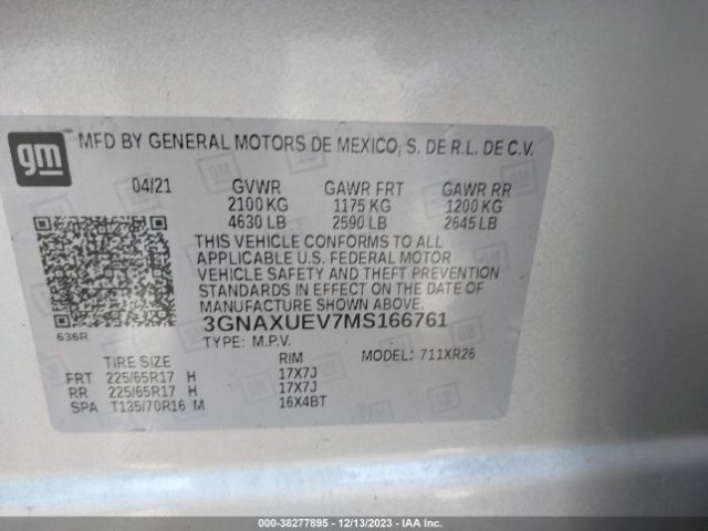 2021 CHEVROLET EQUINOX 3GNAXUEV7MS166761 Photo 8