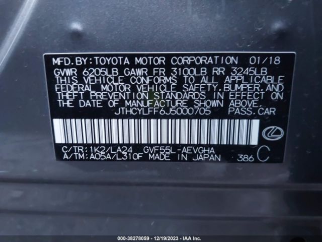 2018 LEXUS LS 500H JTHCYLFF6J5000705 Photo 8