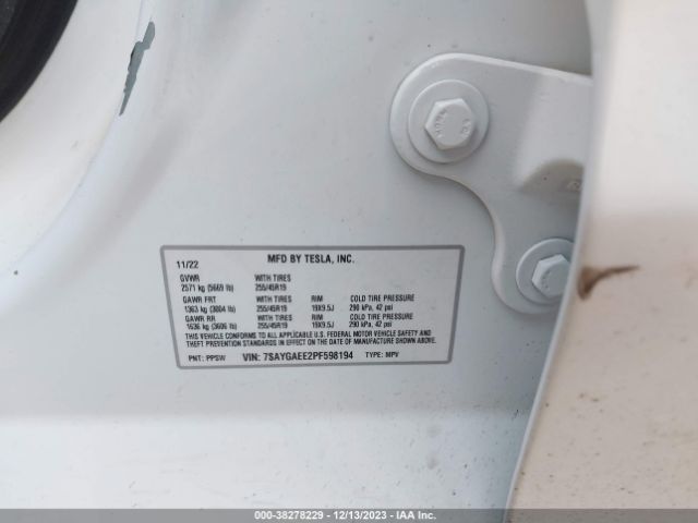 7SAYGAEE2PF598194 Tesla Model Y Long Range