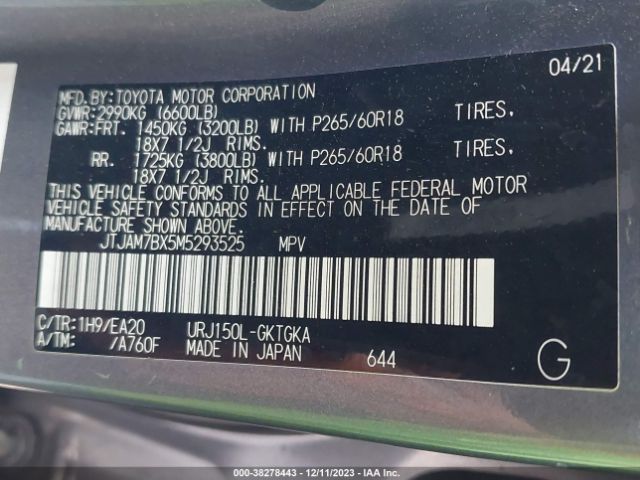 2021 LEXUS 460 JTJAM7BX5M5293525 Photo 8