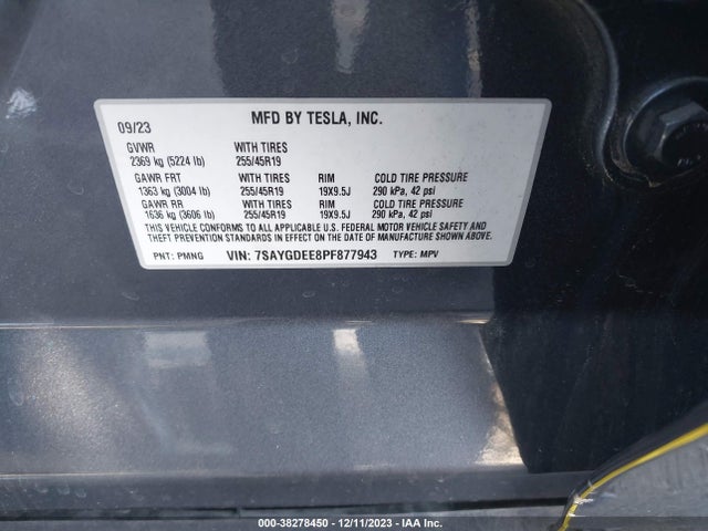 2023 TESLA MODEL Y 7SAYGDEE8PF877943 Photo 8