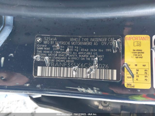 2006 BMW 5 SERIES WBANF335X6CS36026 Photo 8