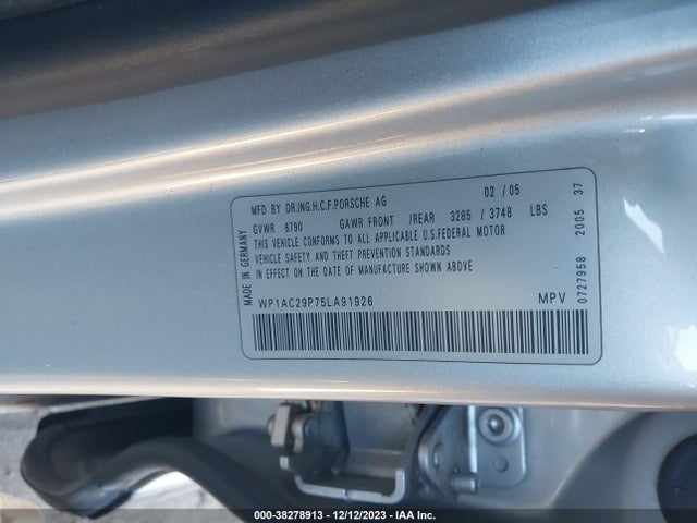 2005 PORSCHE CAYENNE WP1AC29P75LA91926 Photo 8