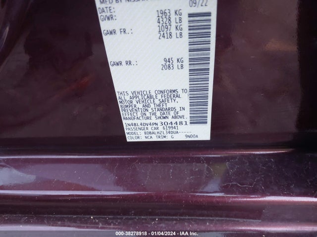 Nissan ALTIMA SV 2023 1N4BL4DV4PN304481 Image 9