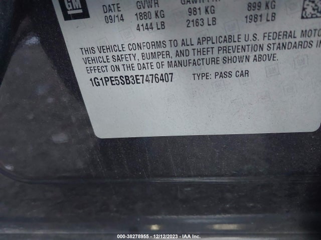 Chevrolet Cruze 2lt 2014 1G1PE5SB3E7476407 Image 9