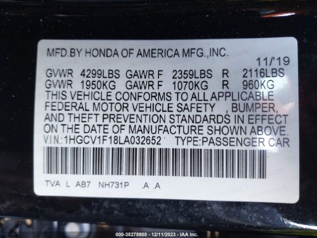 1HGCV1F18LA032652 Honda ACCORD LX