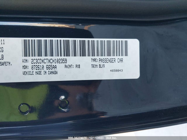2012 DODGE CHARGER R/T VIN: 2C3CDXCTXCH102359