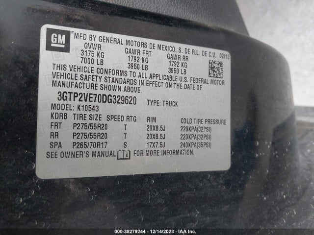 2013 GMC SIERRA 1500 SLE VIN: 3GTP2VE70DG329620