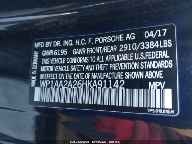 2017 PORSCHE CAYENNE WP1AA2A26HKA91142 Photo 8