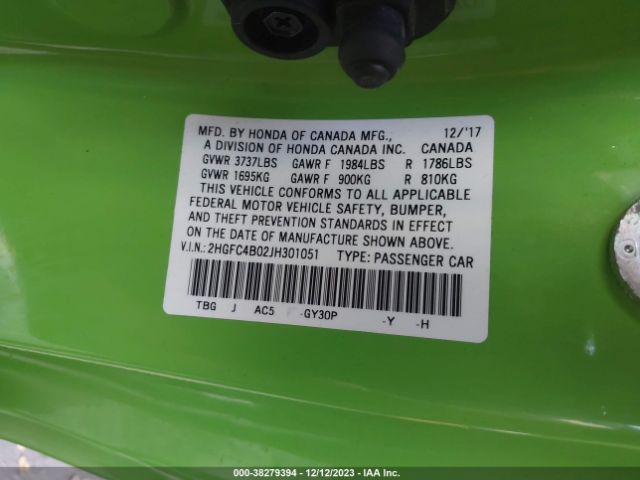 2HGFC4B02JH301051 Honda Civic Lx-p