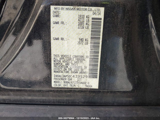 2014 NISSAN ALTIMA 2.5 S VIN: 1N4AL3AP5EC419529
