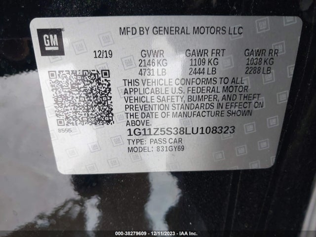 Chevrolet IMPALA LT 2020 1G11Z5S38LU108323 Image 9