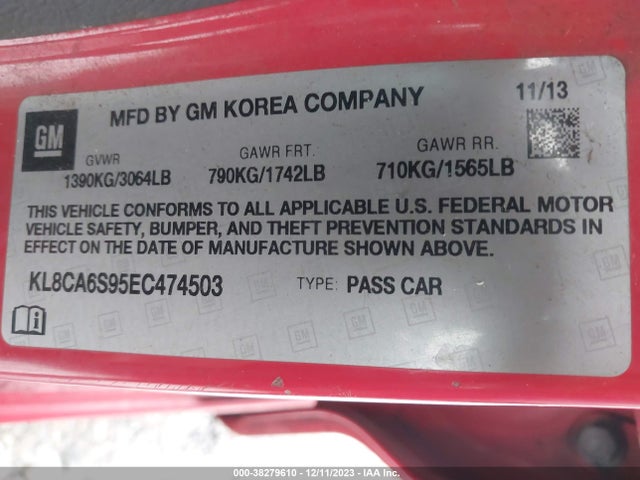 Chevrolet Spark Ls Manual 2014 KL8CA6S95EC474503 Image 9