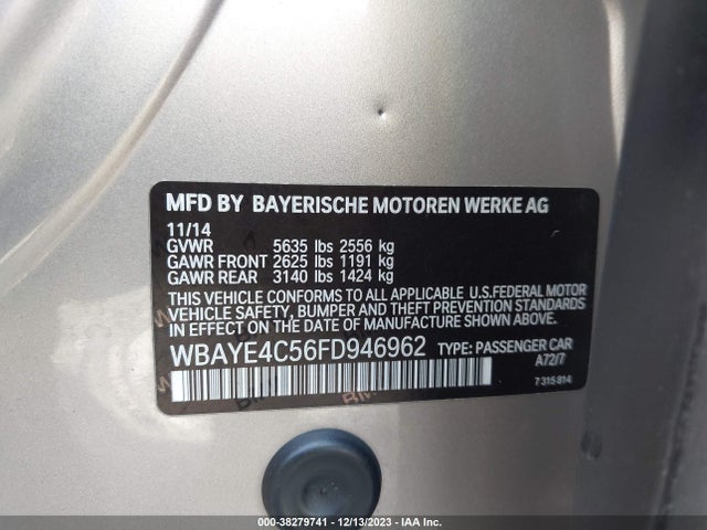 BMW 7 Series 740li 2015 WBAYE4C56FD946962 Image 9