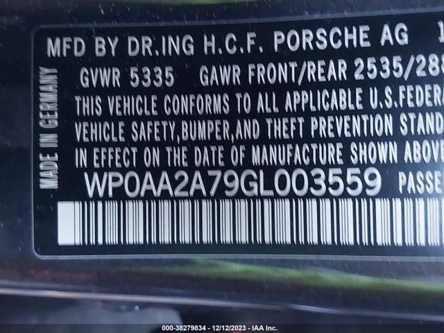 2016 PORSCHE PANAMERA WP0AA2A79GL003559 Photo 8