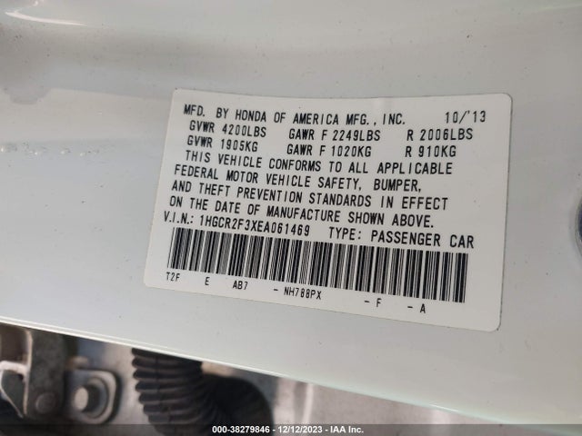 Honda ACCORD LX 2014 1HGCR2F3XEA061469 Image 9