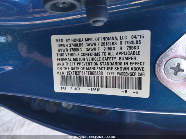Honda Civic Lx 2015 19XFB2F51FE065488 Image 9