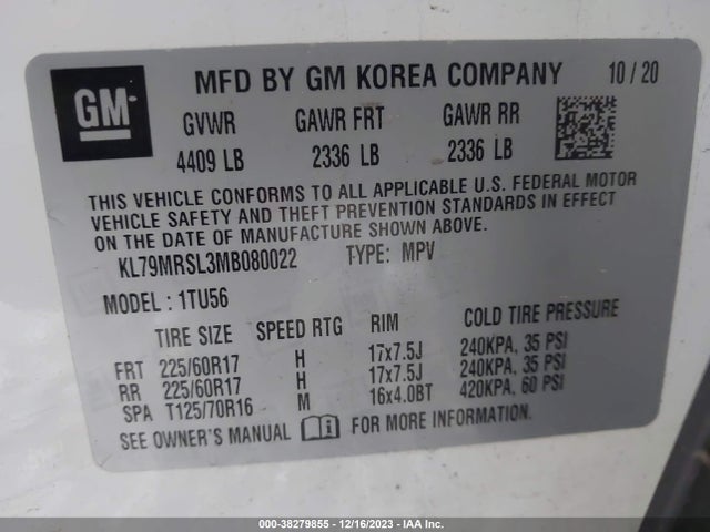 Chevrolet Trailblazer Lt 2021 KL79MRSL3MB080022 Image 9