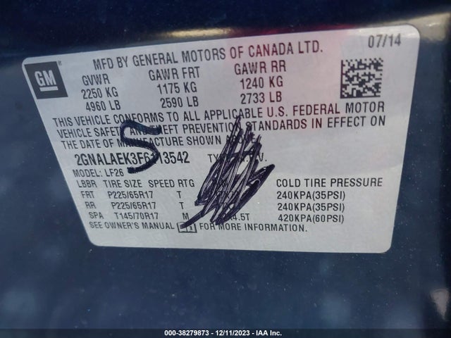 Chevrolet EQUINOX LS 2015 2GNALAEK3F6113542 Image 9