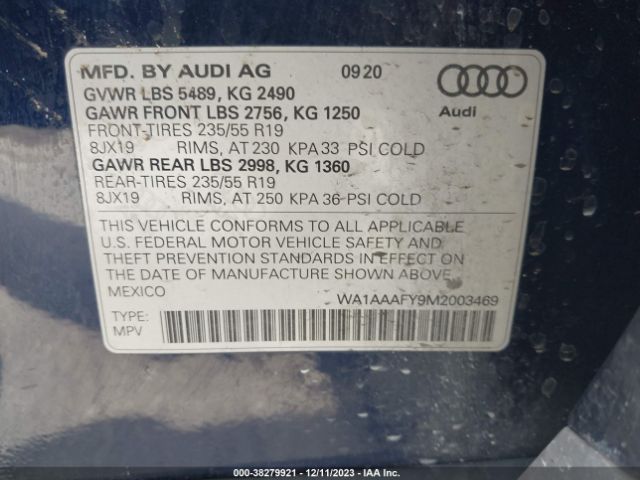 2021 AUDI Q5 WA1AAAFY9M2003469 Photo 8